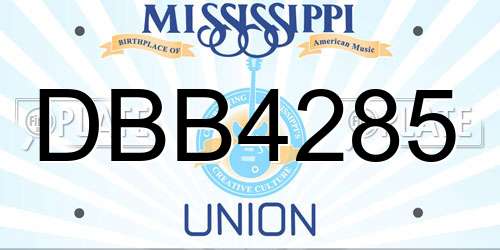 DBB4285 Mississippi License Plate