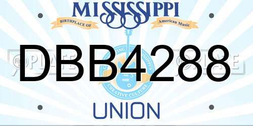 DBB4288 Mississippi License Plate