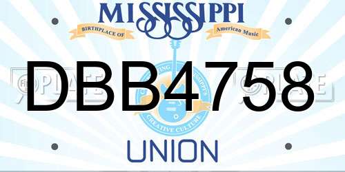 DBB4758 Mississippi License Plate