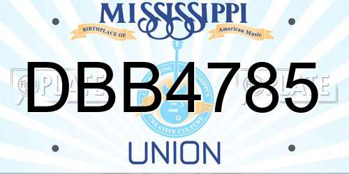 DBB4785 Mississippi License Plate