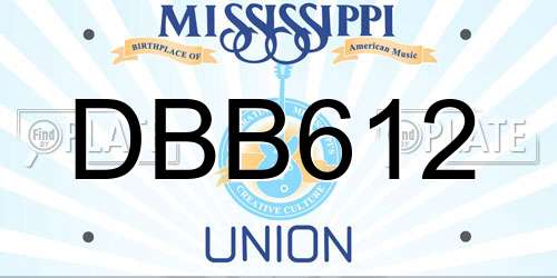 DBB612 Mississippi License Plate