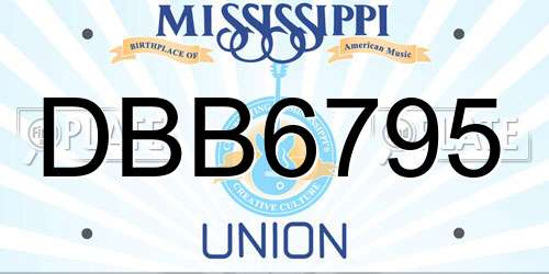 DBB6795 Mississippi License Plate