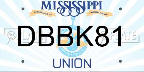 DBBK81 Mississippi License Plate