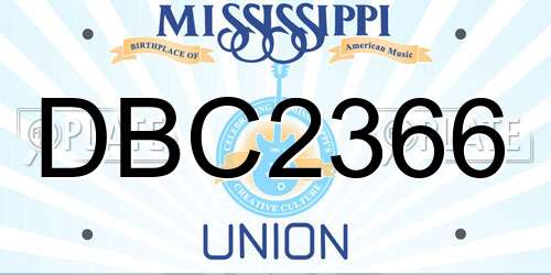 DBC2366 Mississippi License Plate