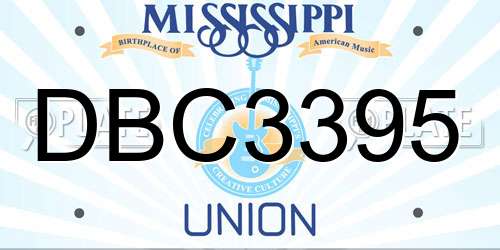 DBC3395 Mississippi License Plate