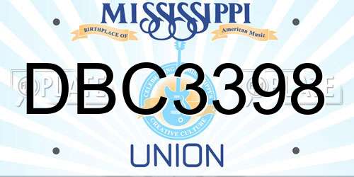 DBC3398 Mississippi License Plate