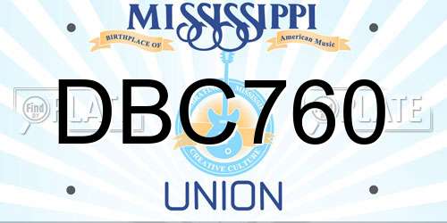 DBC760 Mississippi License Plate