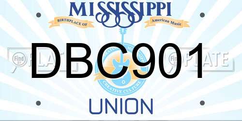 DBC901 Mississippi License Plate