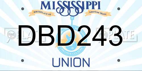 DBD243 Mississippi License Plate