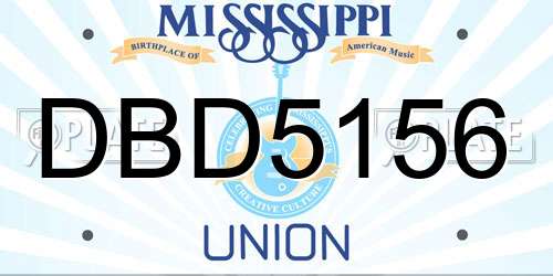 DBD5156 Mississippi License Plate