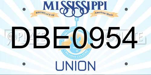 DBE0954 Mississippi License Plate