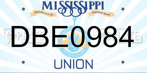 DBE0984 Mississippi License Plate