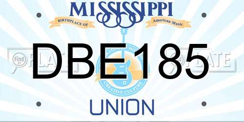 DBE185 Mississippi License Plate