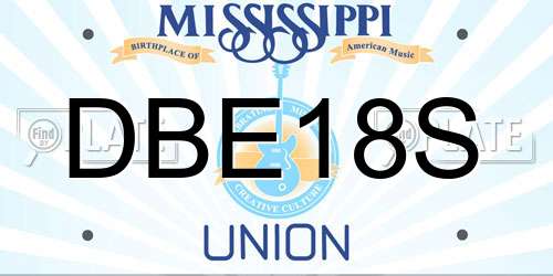 DBE18S Mississippi License Plate