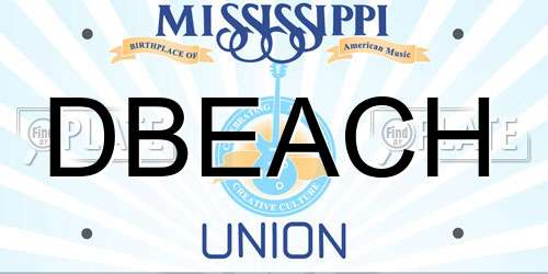 DBEACH Mississippi License Plate