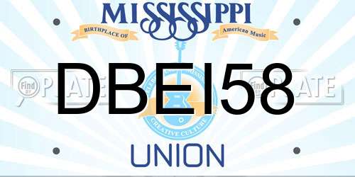 DBEI58 Mississippi License Plate