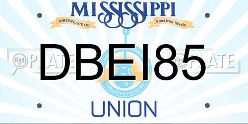 DBEI85 Mississippi License Plate