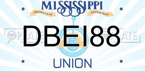 DBEI88 Mississippi License Plate