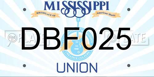 DBF025 Mississippi License Plate