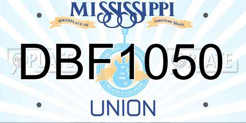 DBF1050 Mississippi License Plate
