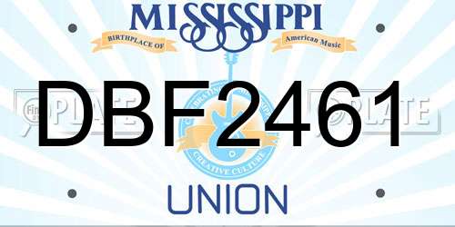 DBF2461 Mississippi License Plate