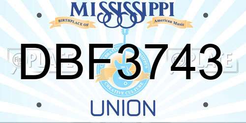DBF3743 Mississippi License Plate