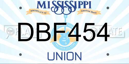DBF454 Mississippi License Plate