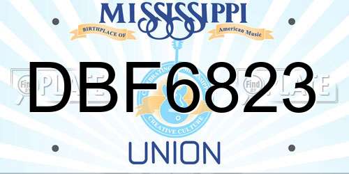 DBF6823 Mississippi License Plate