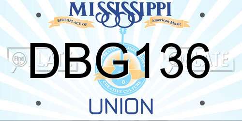 DBG136 Mississippi License Plate