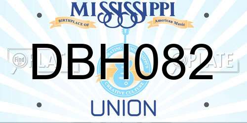 DBH082 Mississippi License Plate