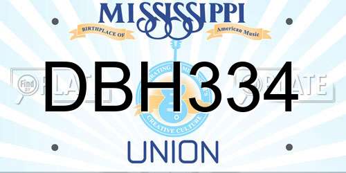 DBH334 Mississippi License Plate
