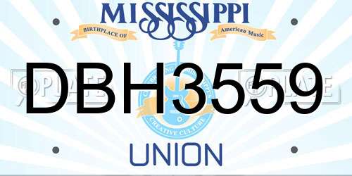 DBH3559 Mississippi License Plate