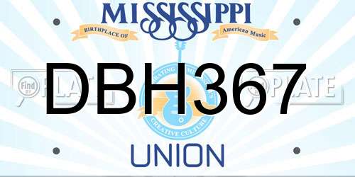 DBH367 Mississippi License Plate