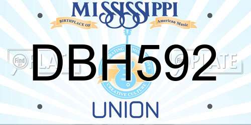 DBH592 Mississippi License Plate