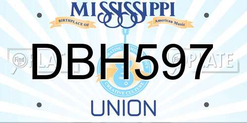 DBH597 Mississippi License Plate