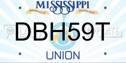 DBH59T Mississippi License Plate