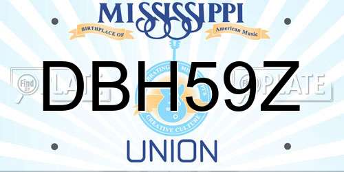 DBH59Z Mississippi License Plate