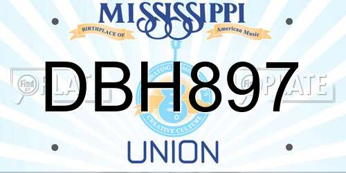 DBH897 Mississippi License Plate