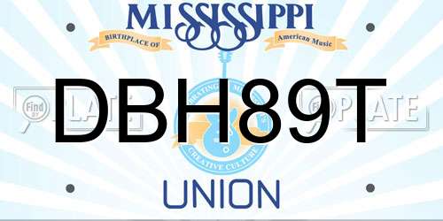 DBH89T Mississippi License Plate