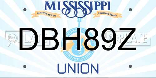 DBH89Z Mississippi License Plate