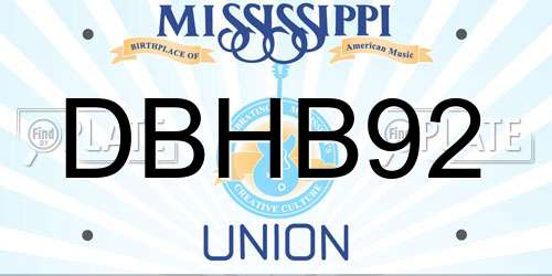 DBHB92 Mississippi License Plate
