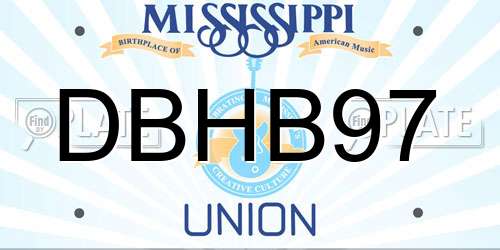 DBHB97 Mississippi License Plate