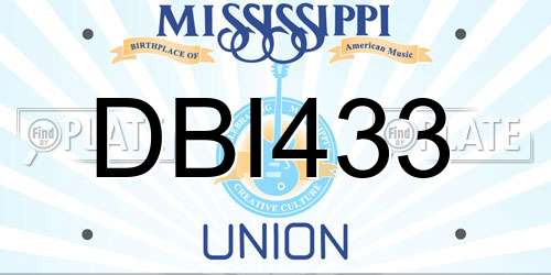 DBI433 Mississippi License Plate