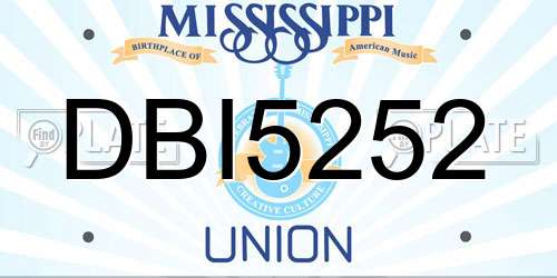 DBI5252 Mississippi License Plate