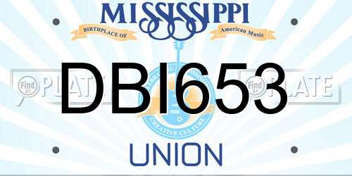 DBI653 Mississippi License Plate