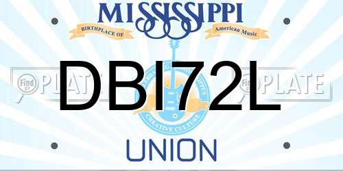 DBI72L Mississippi License Plate