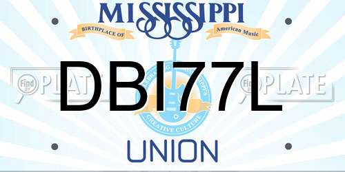 DBI77L Mississippi License Plate
