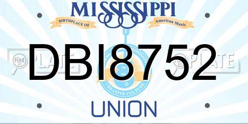 DBI8752 Mississippi License Plate