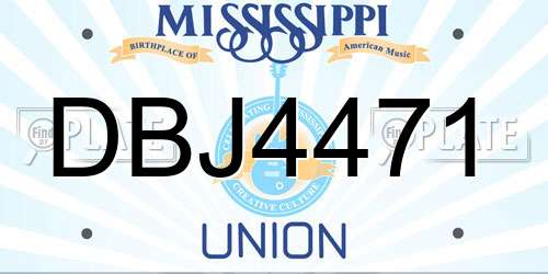 DBJ4471 Mississippi License Plate