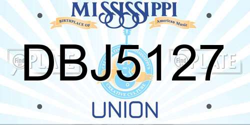 DBJ5127 Mississippi License Plate